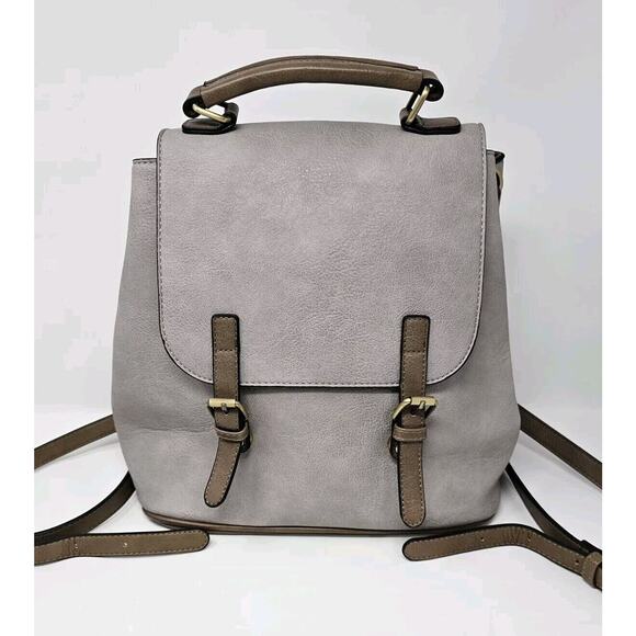Jen & Co Brooks Backpack Gray Convertible Purse Bag Vegan Leather - Picture 1 of 10